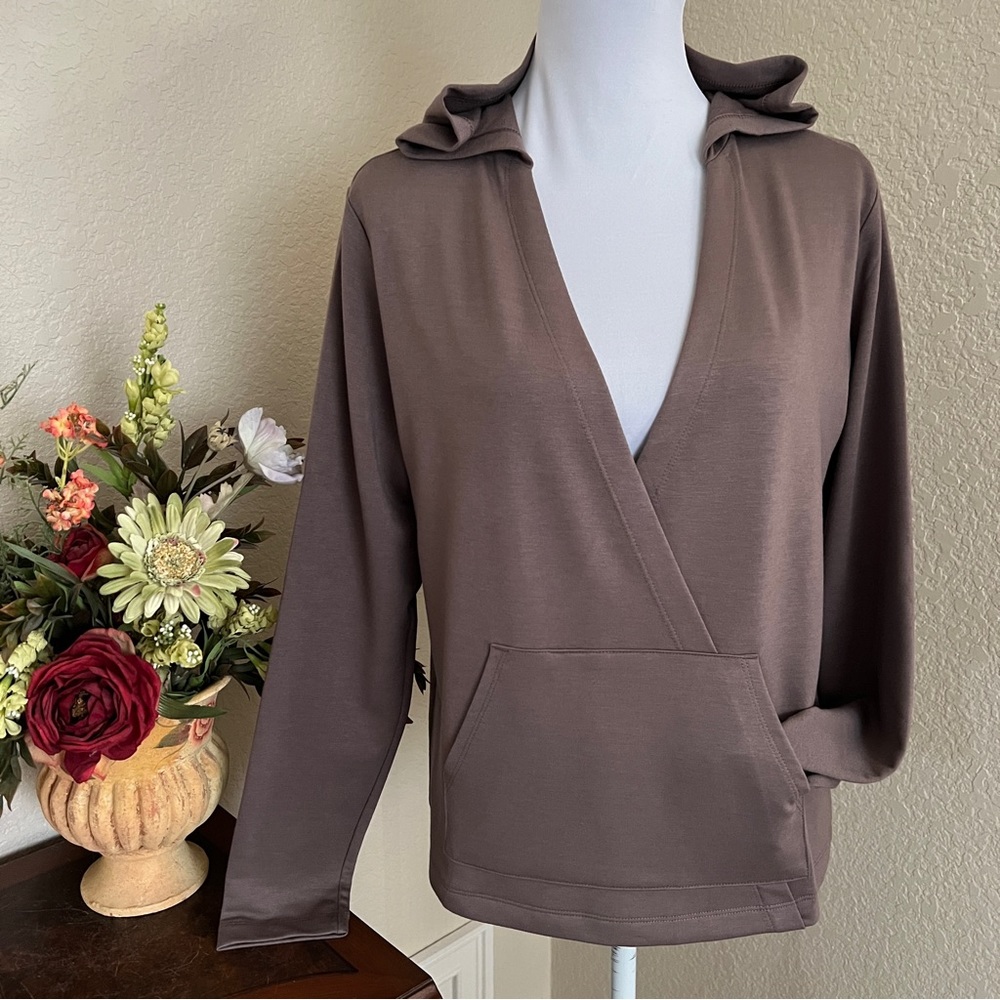 Thrive Faux Wrap Hooded Sweatshirt Top